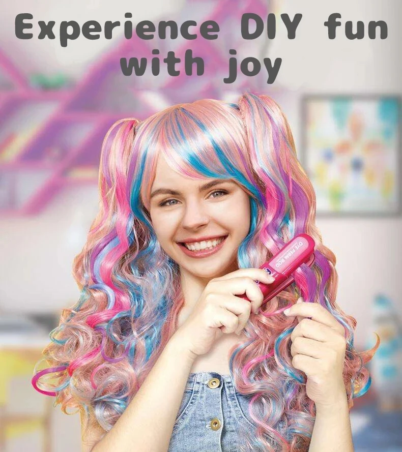 Children's Simulated Hair Dyeing Stick Set DIY Hair and Makeup Tools Girl's House Hair Accessories and Makeup Toy Birthday Gifts