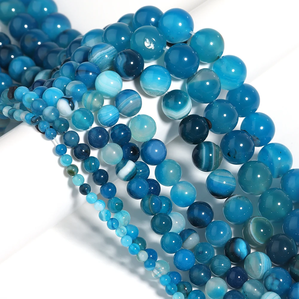 1 Strand Natural Agate Loose Beads Gemstone Round Beads Natural Stone for Jewelry Making DIY Bracelet Necklace