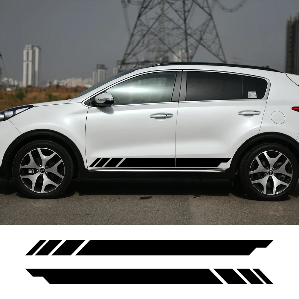 2Pcs Car Side Skirt Stickers Stripes Graphics Vinyl Decor Decals For Kia Sorento R 1 2 4 BL UM XM MQ4 Auto Tuning Accessories
