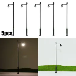 5pcs Model Railway 1:87 Lamp Post Street Lights HO OO Scale LEDs 3.54in Yard Garden Decorative Micro Landscape Decoration Lamp