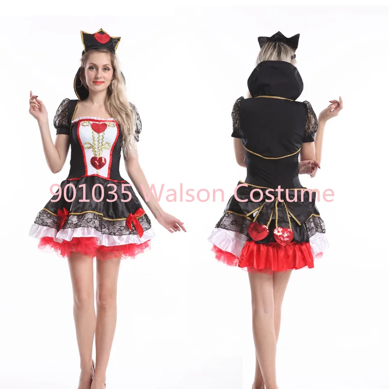 Deluxe Womens Ladies Queen of Hearts Fancy Dress Costume Halloween  fancy dress S,M,L,XL,2XL