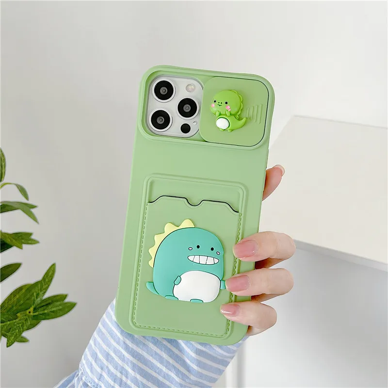 Luxury Liquid Silicone Cartoon Animals Phone Case for iphone 16 15 14 13 12 11 Pro Max 78 Plus X Xs card Holder wallet soft Case