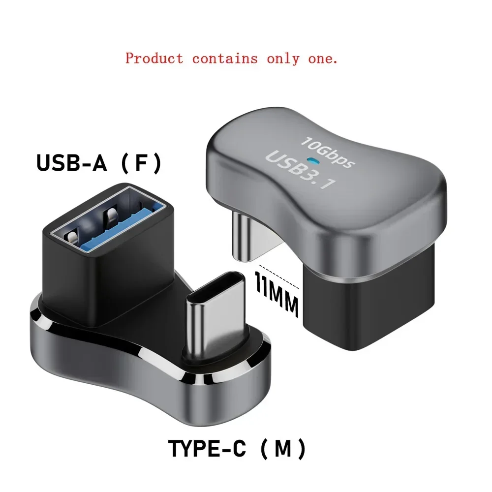 180 Degree U-shaped 100W USB 3.1 Type C /USB Male to Female Adapter OTG 10Gbps Fast Data 4K Tablet USB-C Charging Converter Tool