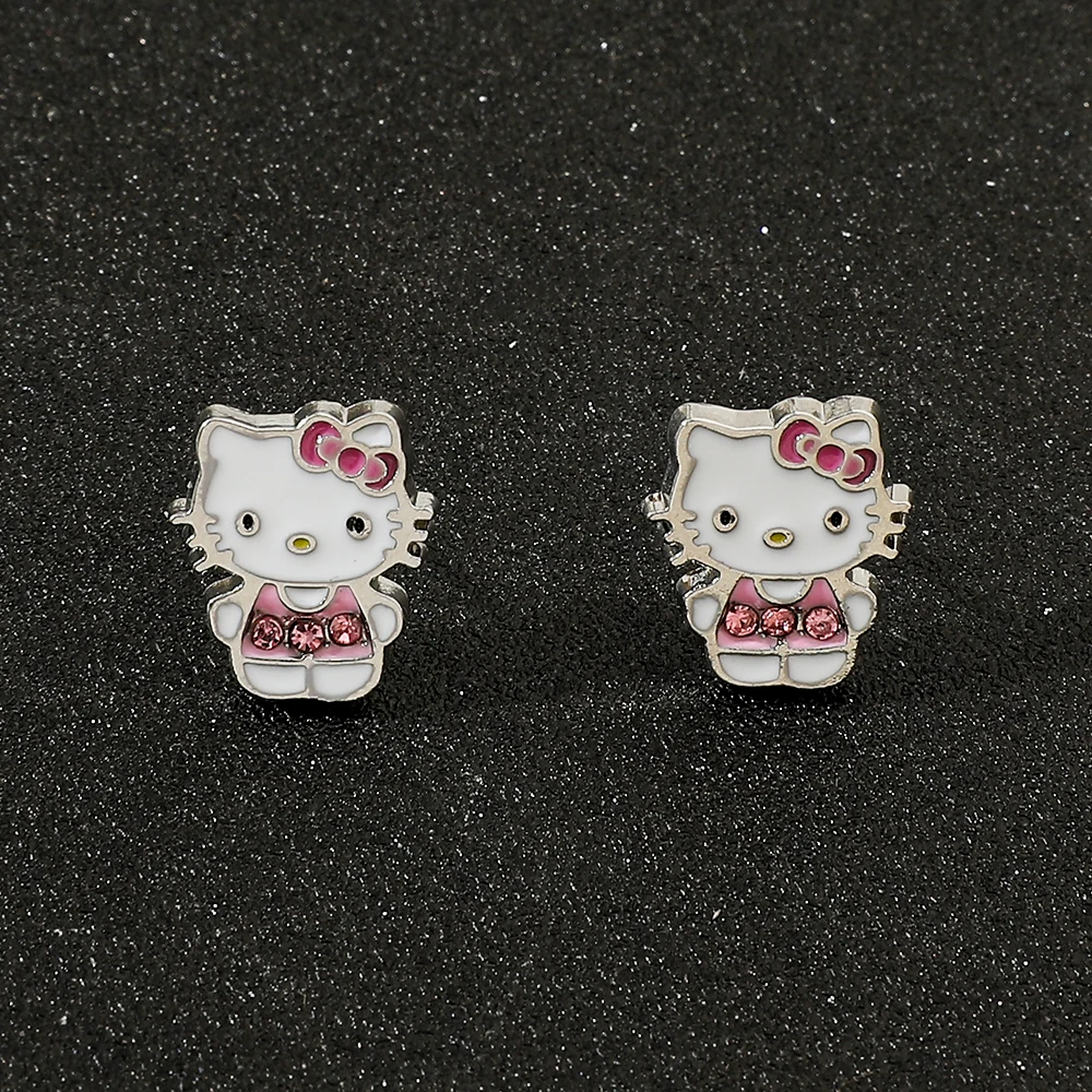 Sanrio аниме Hello Kitty серьги Kawai милые модные серьги для девочек на день рождения Аксессуары для ювелирных изделий подарок