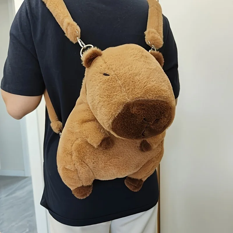 Capybara Plush Backpack Cute Light Brown Soft Filled Animal with Eye Multi-Functional Storage, Ideal for Sofa Cushion Home Decor