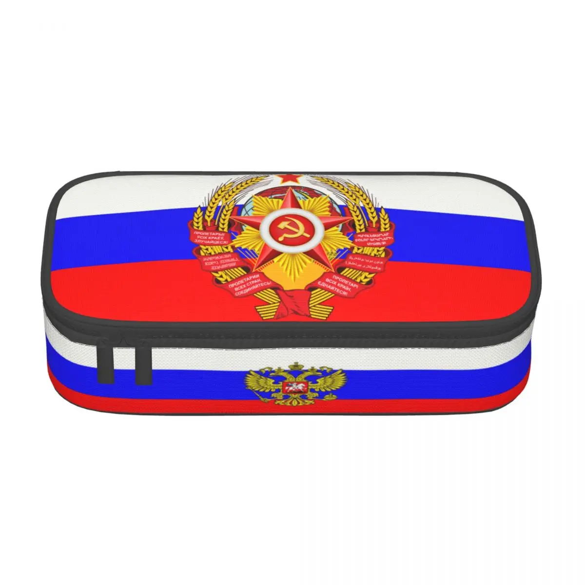 Custom Cute Red Srar Soviet Union Symbol Pencil Cases for Large Capacity Russian CCCP USSR Socialist Flag Pencil Box Stationery