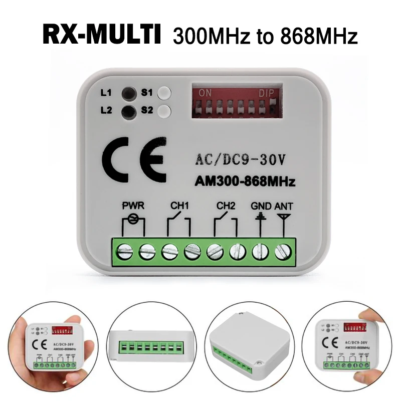 

RX-MULTI 300 to 868 MHz Garage Door Receiver For SOMMER Pearl Slider Vibe Twin Status TX55-868-4 4020 TX03-868-4 4031 TX08-868-4