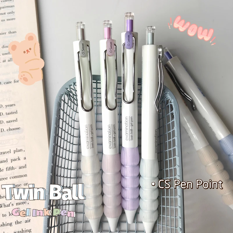 6PCS/Set Soft Gel Ink Pen For Students 0.5MM Twin Ball Gel Pen Black Refill Neutral Pen High Quality Writing Pen Office Supply