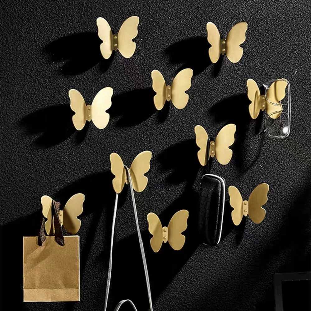 Butterfly Hooks Aluminum Self Adhesive Wall Bathroom Accessory Bedroom Holder Storage Rack Bath Towel Hooks Clothes Hanging Hook