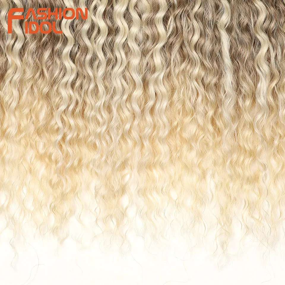 FASHION IDOL 24 Inch 300g Ariel Hair Synthetic Crochet Curly Hair Water Wave Braid Hair Ombre Blonde Braiding Hair Extensions image 6