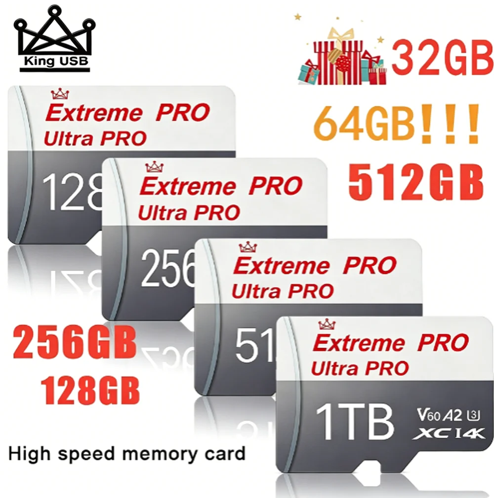 Image of Hochgeschwindigkeits-Micro-TF-SD-Speicherkarte 64GB/128GB U3 V30 für Samsung Galaxy Handys Schnelle Datenübertragung Erstklassige Speichererweiterung