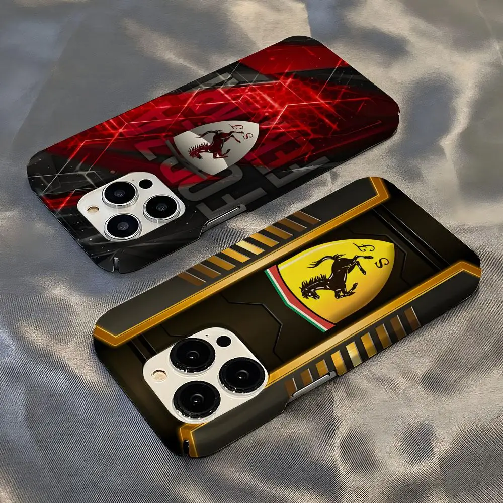 Роскошный чехол для телефона в стиле спортивного автомобиля Ferrari для iPhone 17 16 15 14 13 12 11 Plus Pro Max Mini, глянцевый, с HD-покрытием, жесткий, защитный