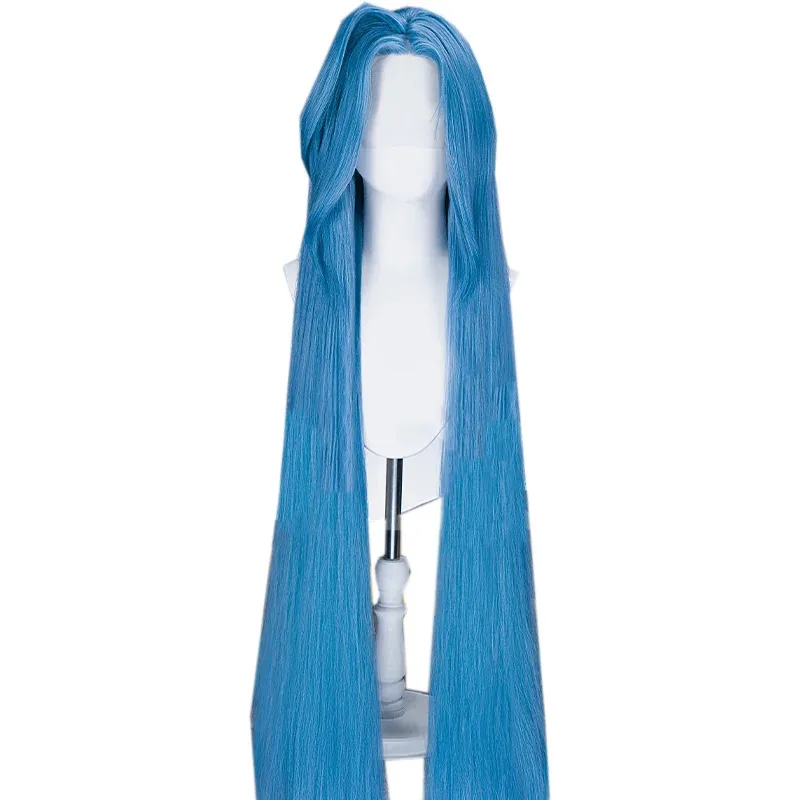 qa156Arcane Jinx Polvere Cosplay Panino 120 cm/150 cm Drappo Parrucca Del Merletto Blu Capelli Lunghi Per Il Vestito di Gioco di Ruolo Del Partito di Halloween