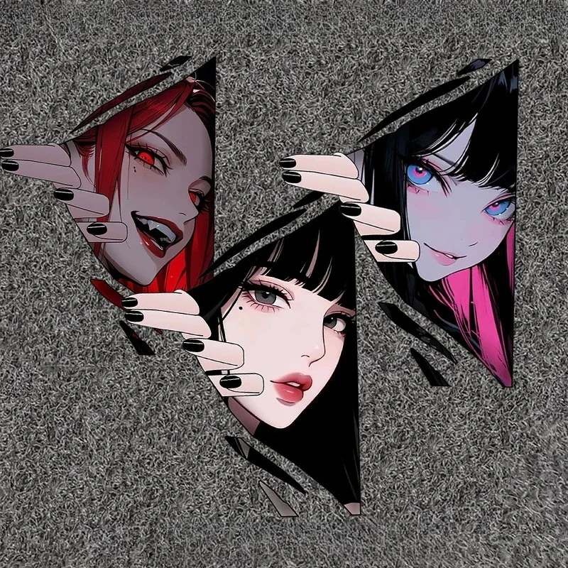 Waterproof Peeking Style Anime Girl Itasha Vinyl Decal Scratch Resistant Sticker for Auto Door Window Motorcycle Helmet Bumper