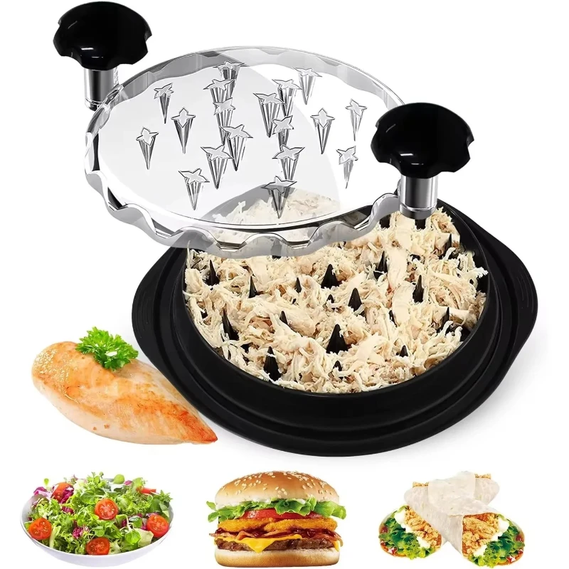 

Multi - Functional Manual Chicken Shredder, Quick Meat - Shredding Kitchen Gadget, Rotating Tool with Transparent Visible Lid