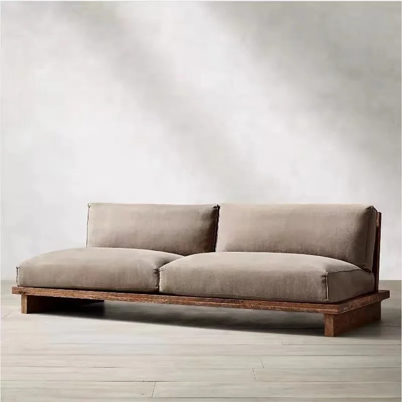 

Wooden sofa chair B & B hotel log furniture sofa low corner sofa