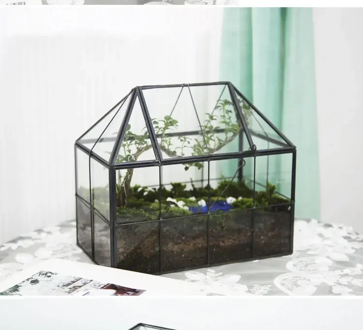 Creative Gardening Glass Greenhouse with Micro Landscape Decoration