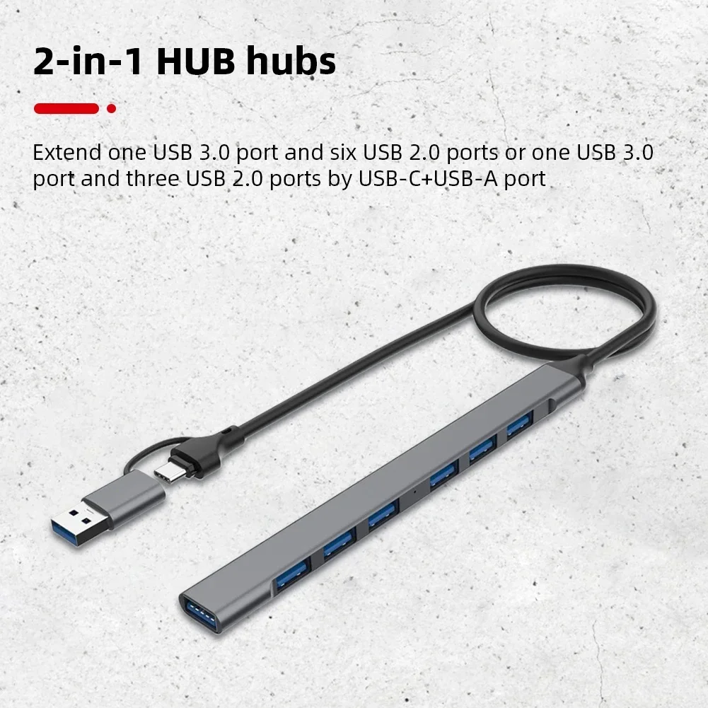 

YP USB 3.0 Hub Portable USB Hub Split Adapter, suitable for high-speed transmission of 4/7 ports on PC computers, plug and play