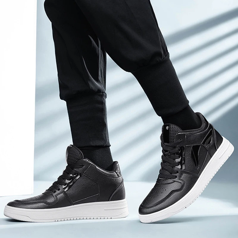 COZOK Elevator Shoes for Fashion Men Black Casual Sneakers Men Invisible Height Increase Sneakers Men Breathable Lift Shoes 8 CM