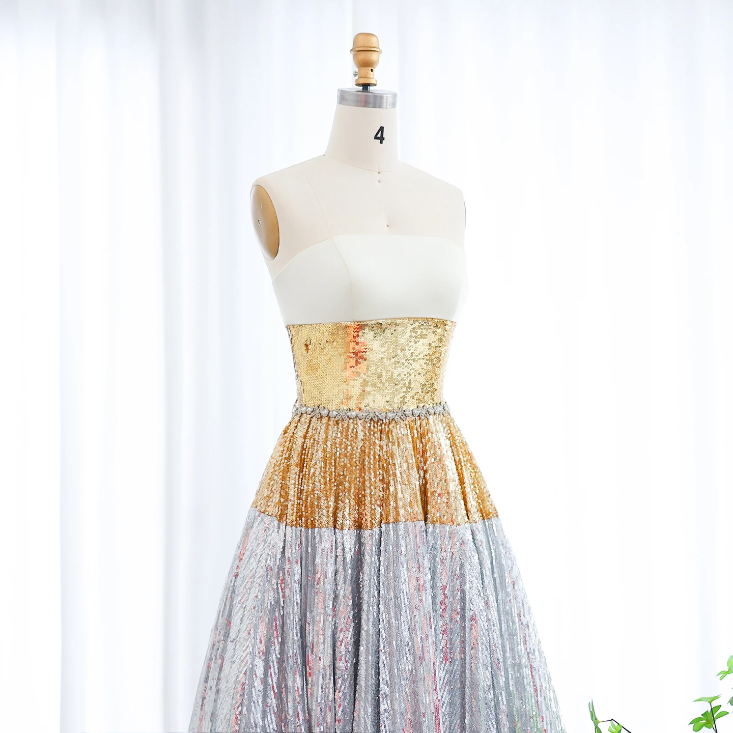 Sharon Said Gold and Silver Strapless Evening Dresses with A-Line for Women Wedding Party Gown SS200 Customized فساتين سهرة image 4