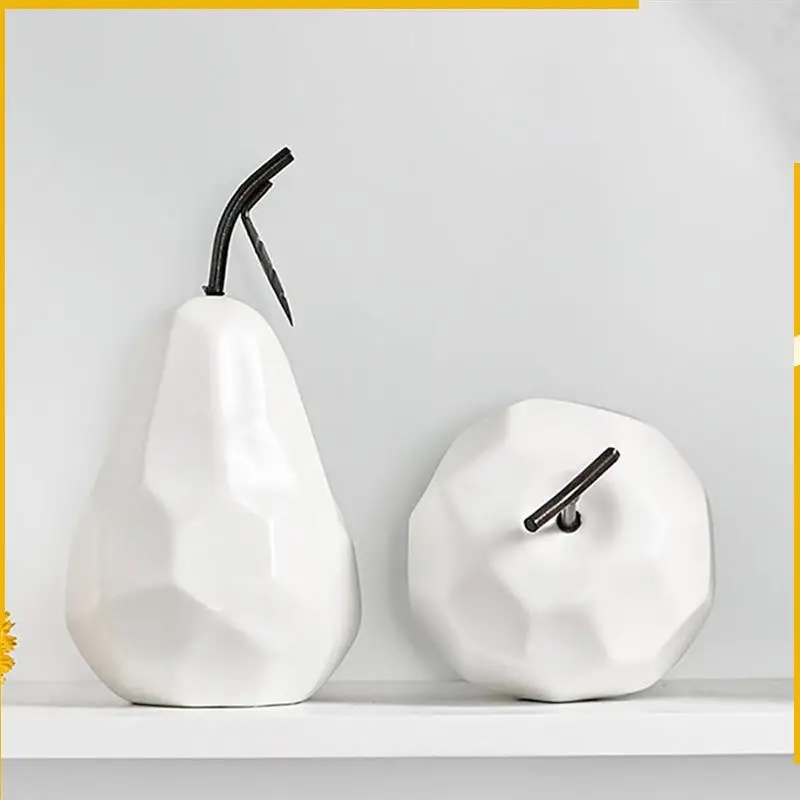 

A92P White Fruits Statue Minimalist Modern Fruit Sculpture Ornaments For Bookshelf Home Wedding Party Easy Install
