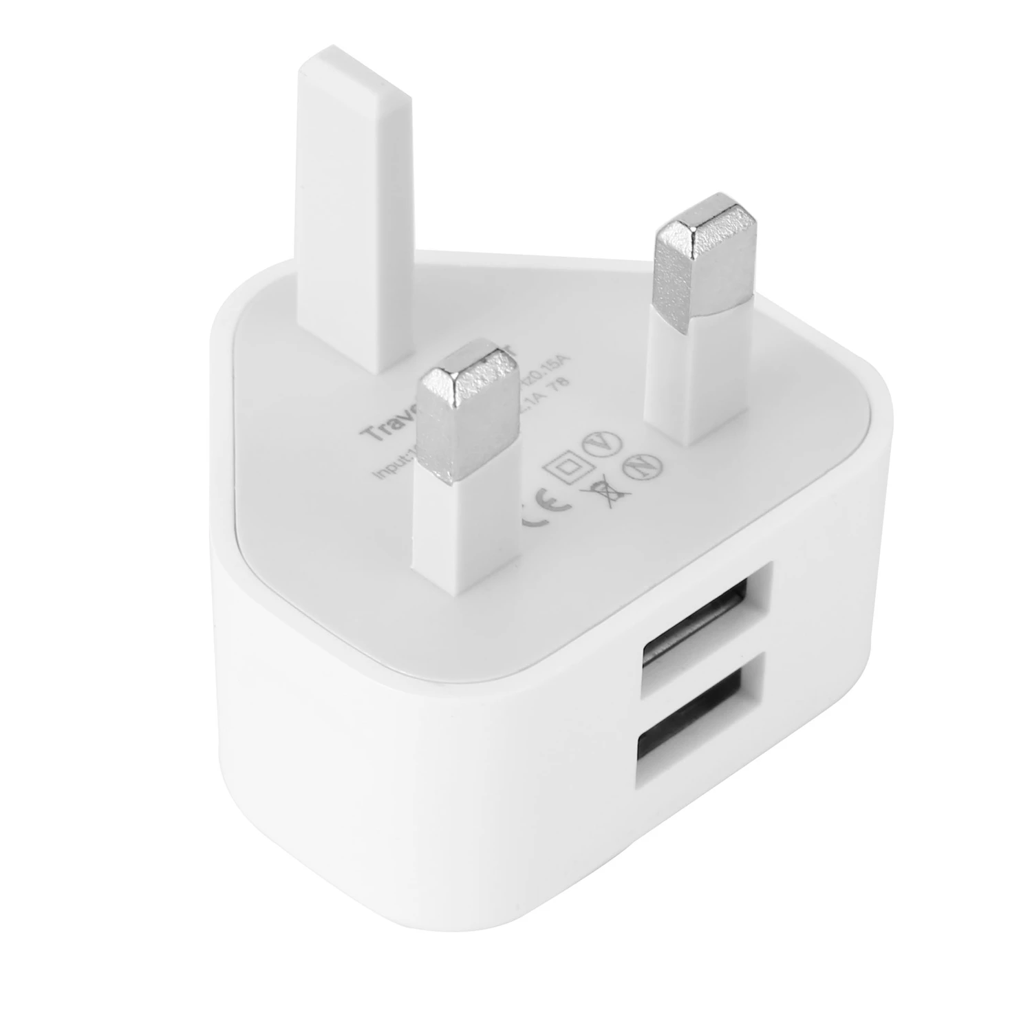 Universal Usb Uk Plug 3 Pin Wall Charger Adapter With Usb Ports Travel Charger Charging For Phone Ipad(2 Port)