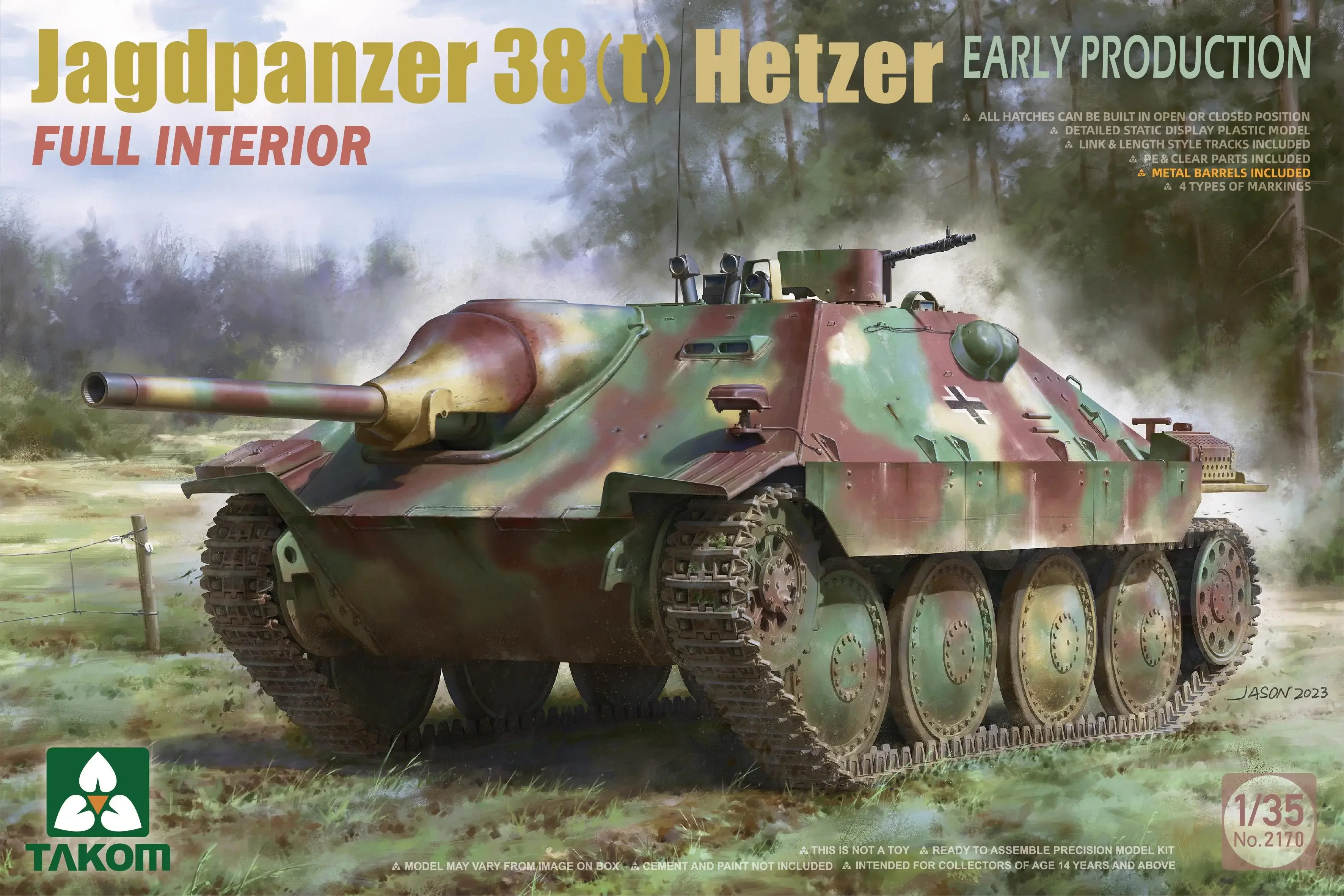 TAKOM 2170 1/35 Jagdpanzer 38(t) Hetzer Early Production w/Full Interion Model Kit