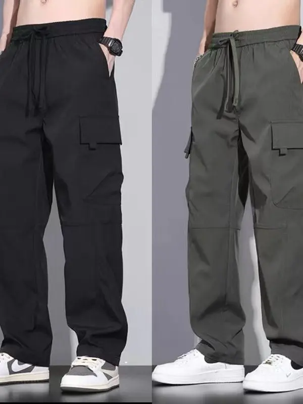 American Style Men's Work Pants Large Size Spring Summer Loose Straight Leg Casual Trousers Wear Resistant Tear Proof Labor P...