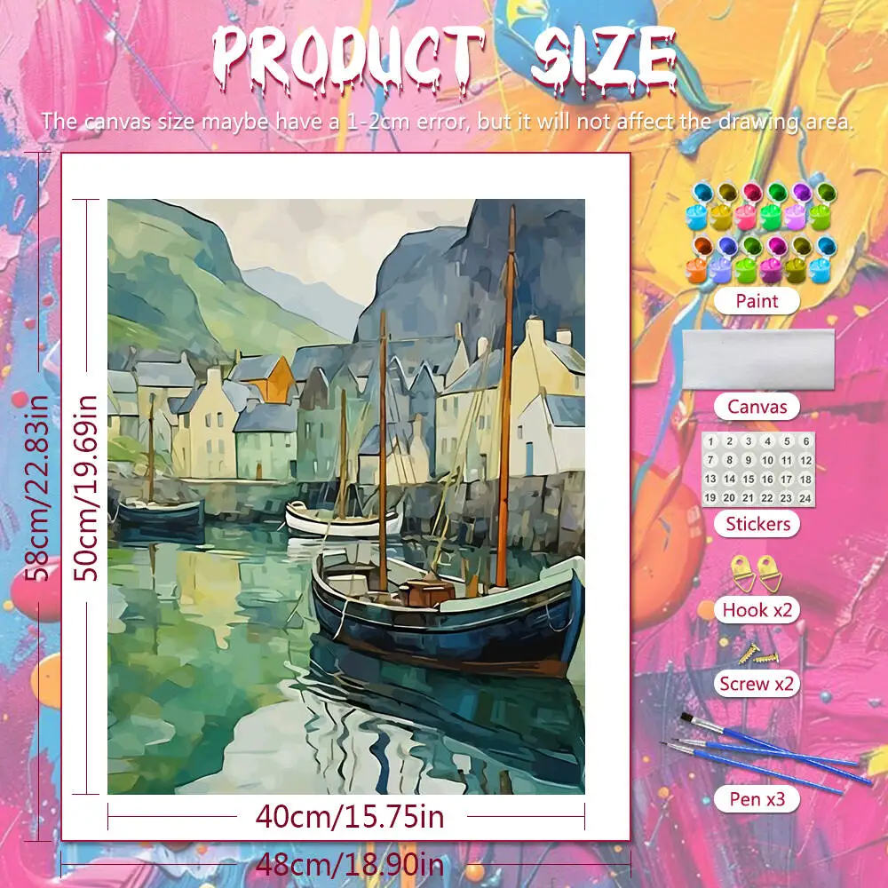 DIY Digital Oil Painting House Boat Oil Painting By Numbers Landscape River Picture Artcraft On Canvas Kits Handpainted Gift