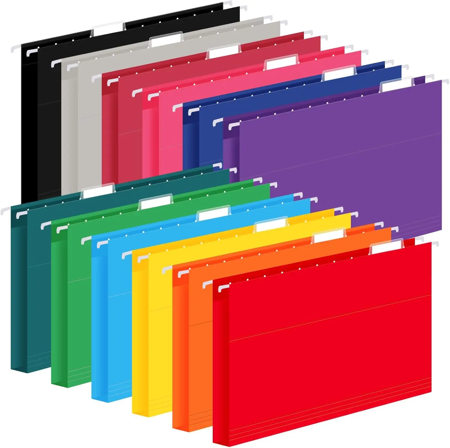 

24 Pack Hanging File Folders, Letter Size with 1/5-Cut Adjustable Tabs, 12 Selected Color - File Folder Organizer for Filing