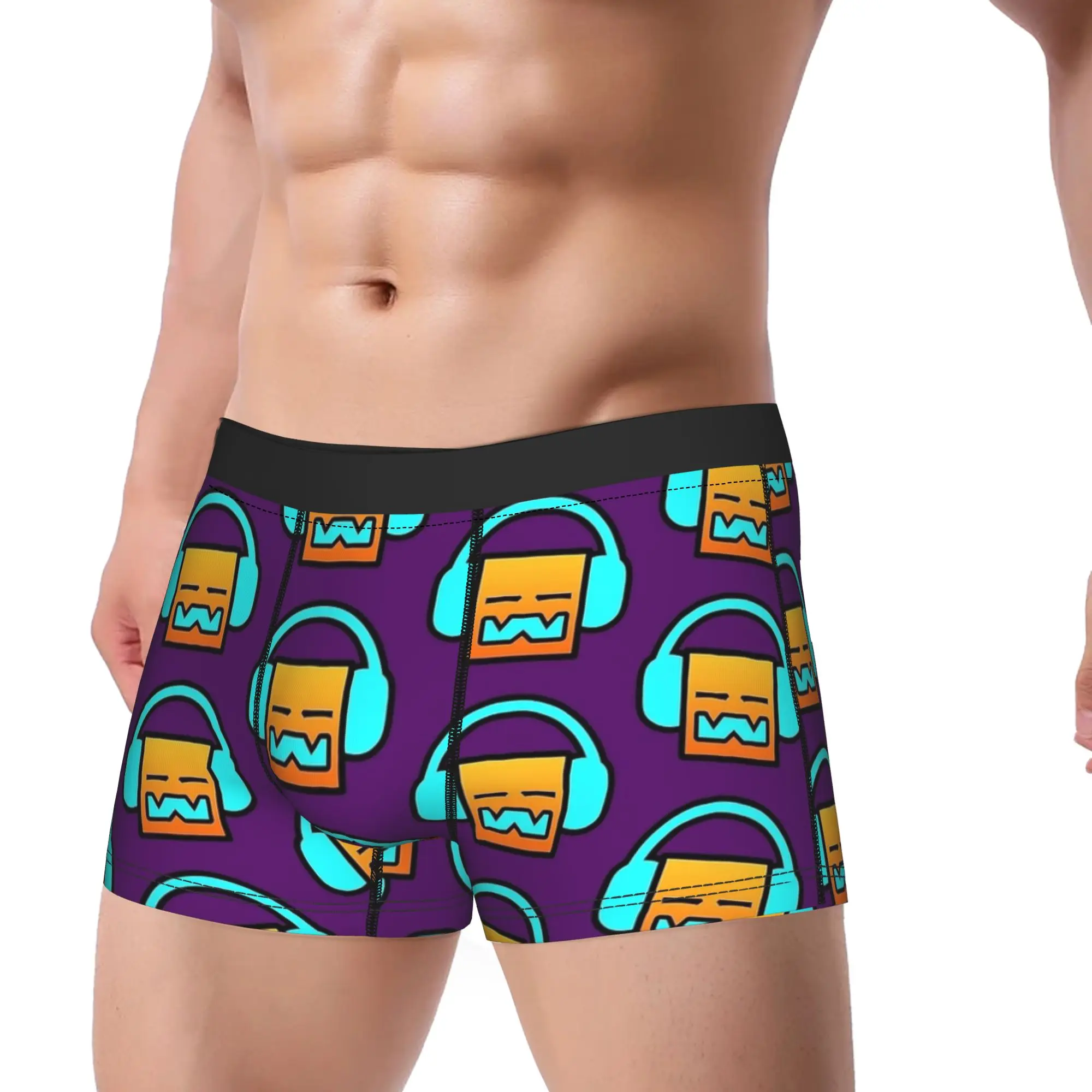 Man Geometrys Dashs Game Long Underwear  Humor Boxer Briefs Shorts Panties Male Polyester Underpants Plus Size