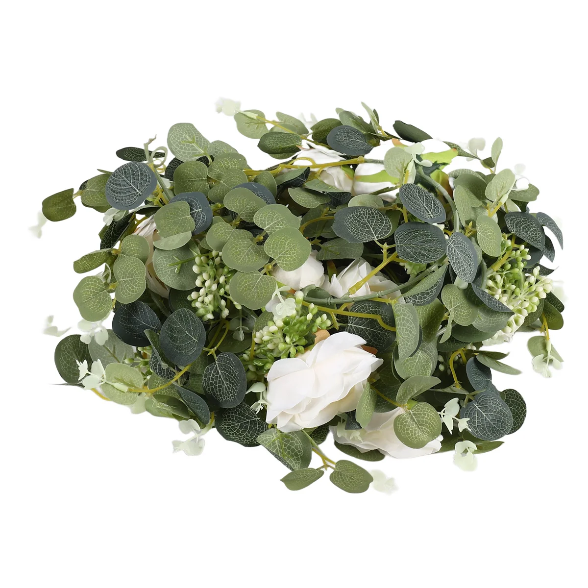 

artificial decoration2 Pack Eucalyptus Garland with Champagne RoseGreenery Garland Bulk Artificial Silk Floral Eucalyptus