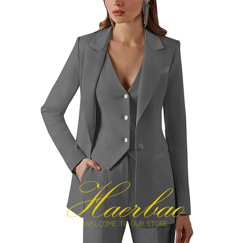 Burgundy Three-Piece Suit for Women, Slim Fit Tuxedo, Jacket Pant Vest Set, Formal Party Clothes