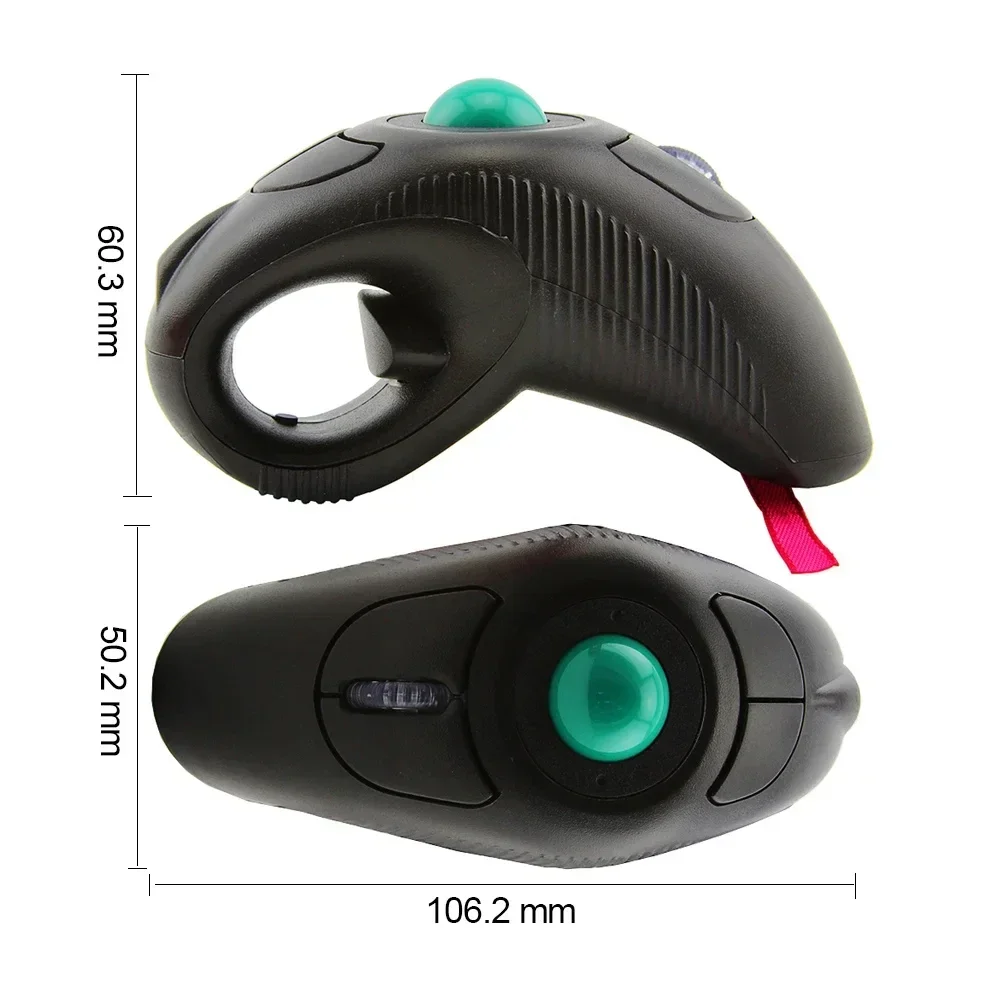 HY Digital 2.4GHz Thumb-Controlled Mause, Wireless Air Mouse Handheld Trackball Mouse USB Port Optical Trackball Mice For PC IOS