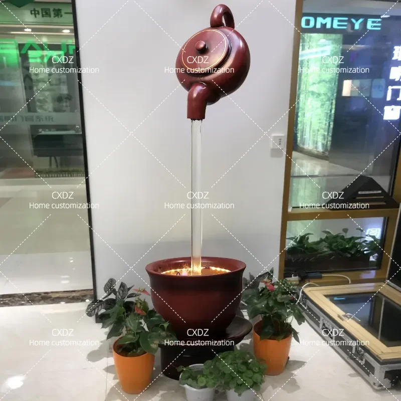 Chinese Style Suspended Flowing Water Ornament Circulating Fountain Tea Room Store Decoration Indoor Faucet Teapot Sky Pot