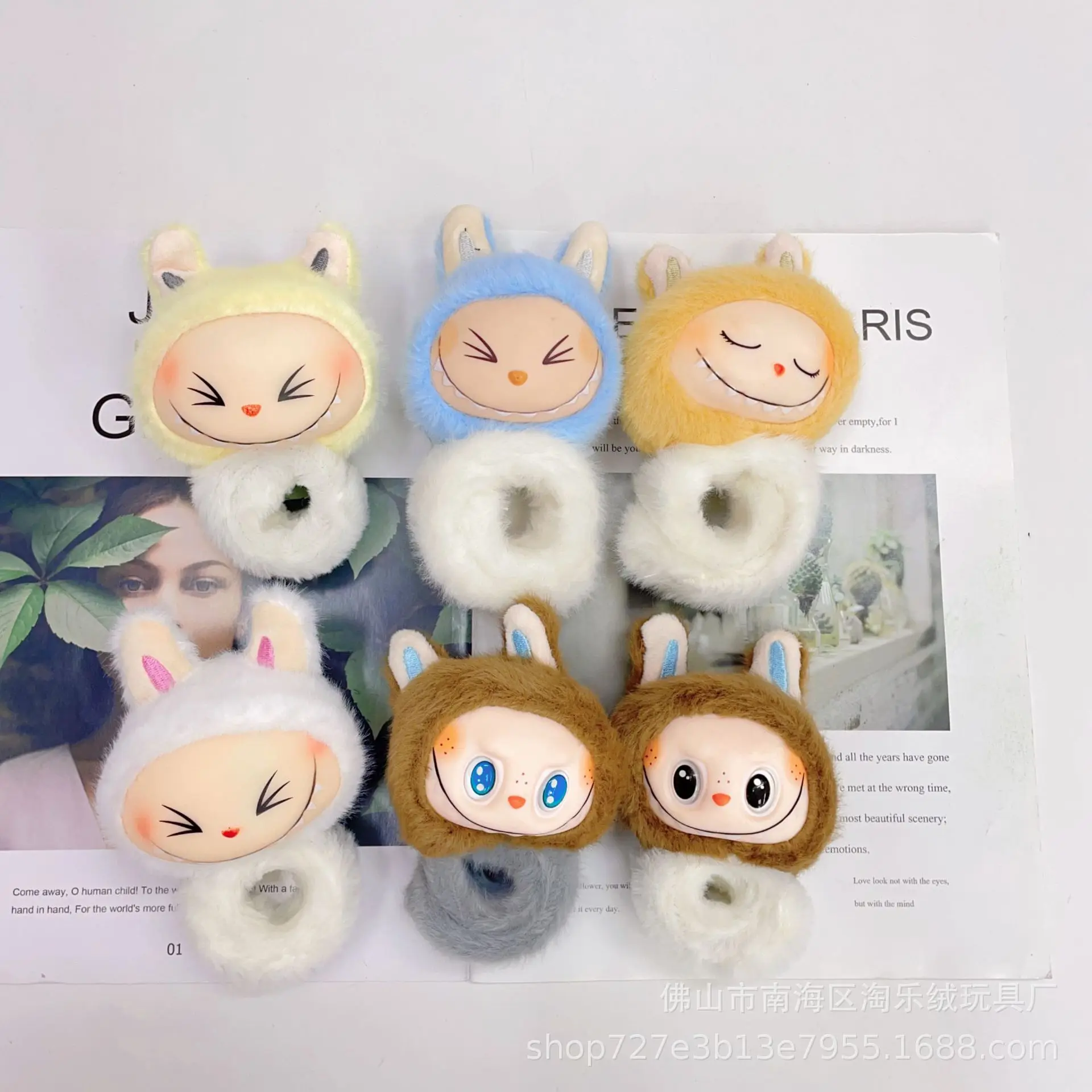 Lovely Labubu Long-eared Rabbit Pat Circle Bracelet Wrist Decoration soft Plush Ugly Cute Doll Toy Christmas Decoration Gifts