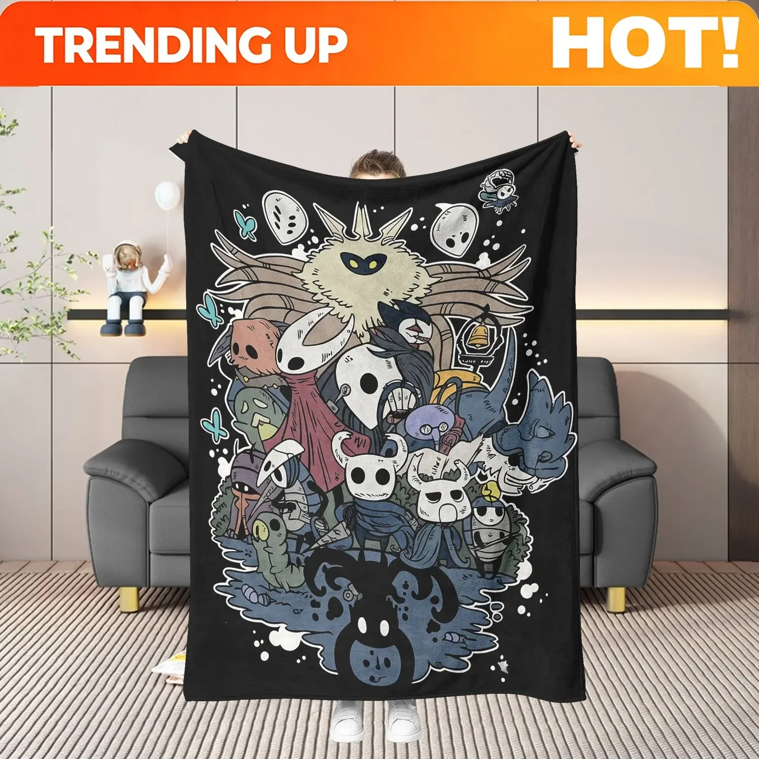 Customization 1pc Knight Character Group Portrait Printed Fleece Blanket, Suitable For Travel, Camping, Living Room, Office, Sof