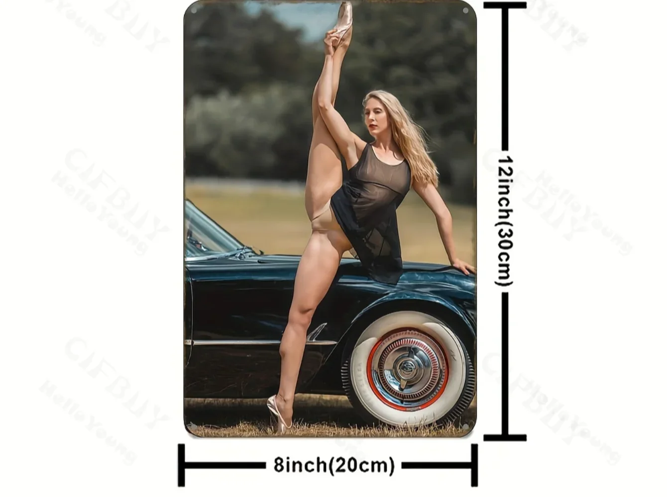 Vintage Ballet Dancers & Classic Car Metal Art – Waterproof Wall Decor for Home, Garden & Party Spaces