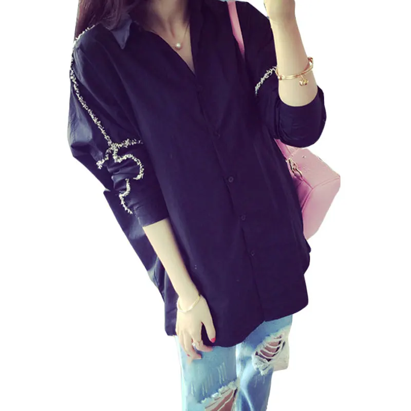 Stylish Tassel Spliced Loose Shirt Casual Solid Color Spring Autumn New Turn-down Collar Female Clothing Korean All-match Blouse