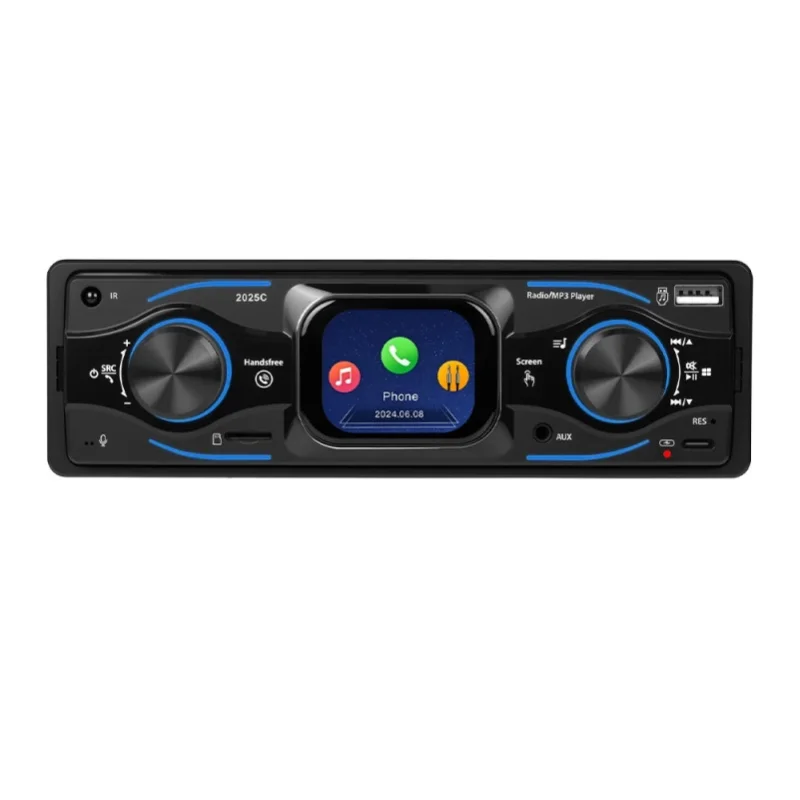 Podofo 2,17 Zoll Touchscreen MP3 Stereo 1 Din Autoradio Bluetooth FM-Empfänger Farbige Beleuchtung ISO-Anschluss USB SD AUX IN Mit Fernbedienung