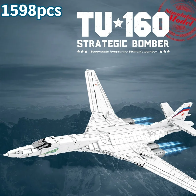 

Military Technical Russia TU160 Supersonic Stealth Strategy Bomber Fighter Building Blocks World War WW2 Model Bricks Kids Toys
