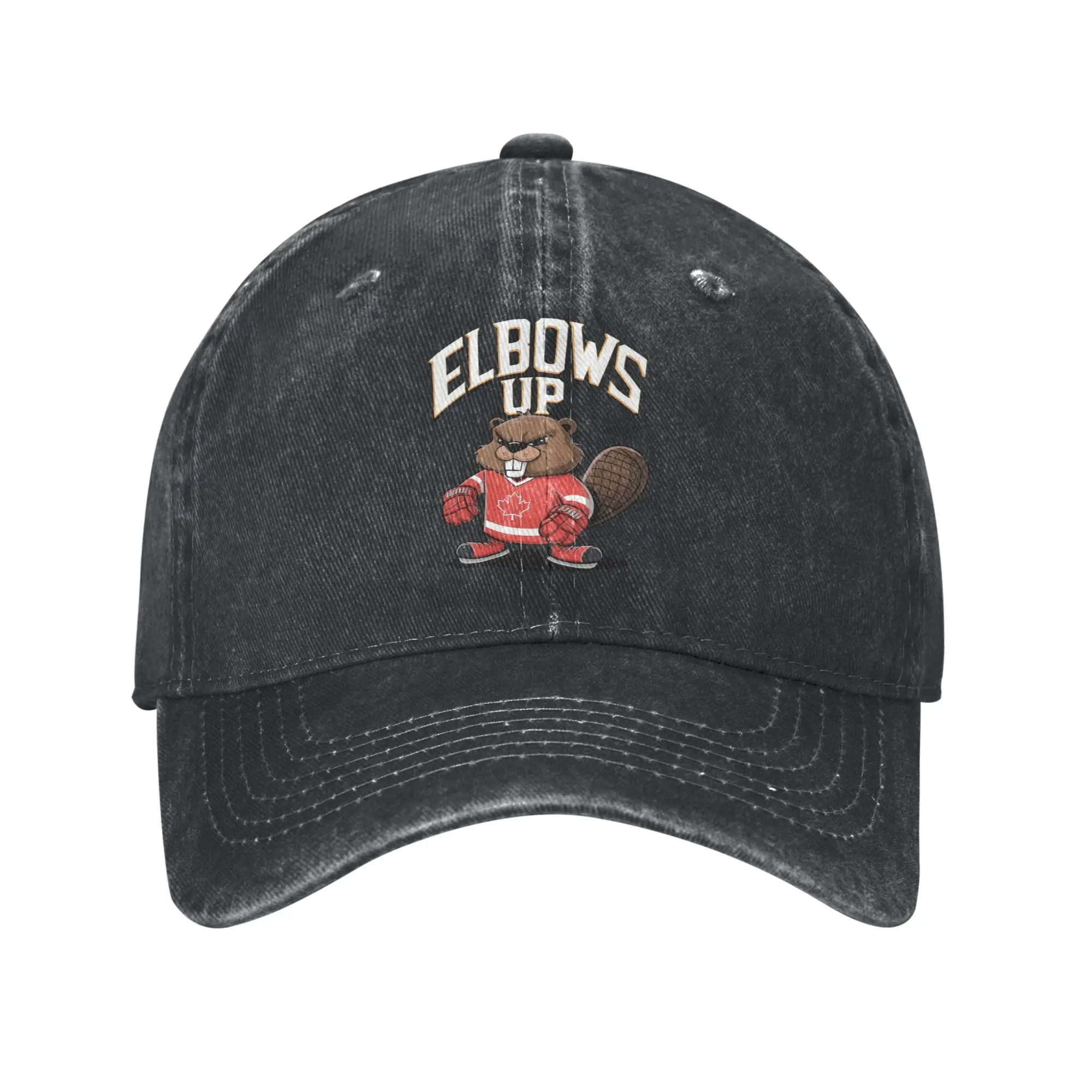 

Casual Elbows Up Canada Beaver Baseball Cap for Men Women Distressed Denim Headwear Outdoor Summer Gift Caps Hat