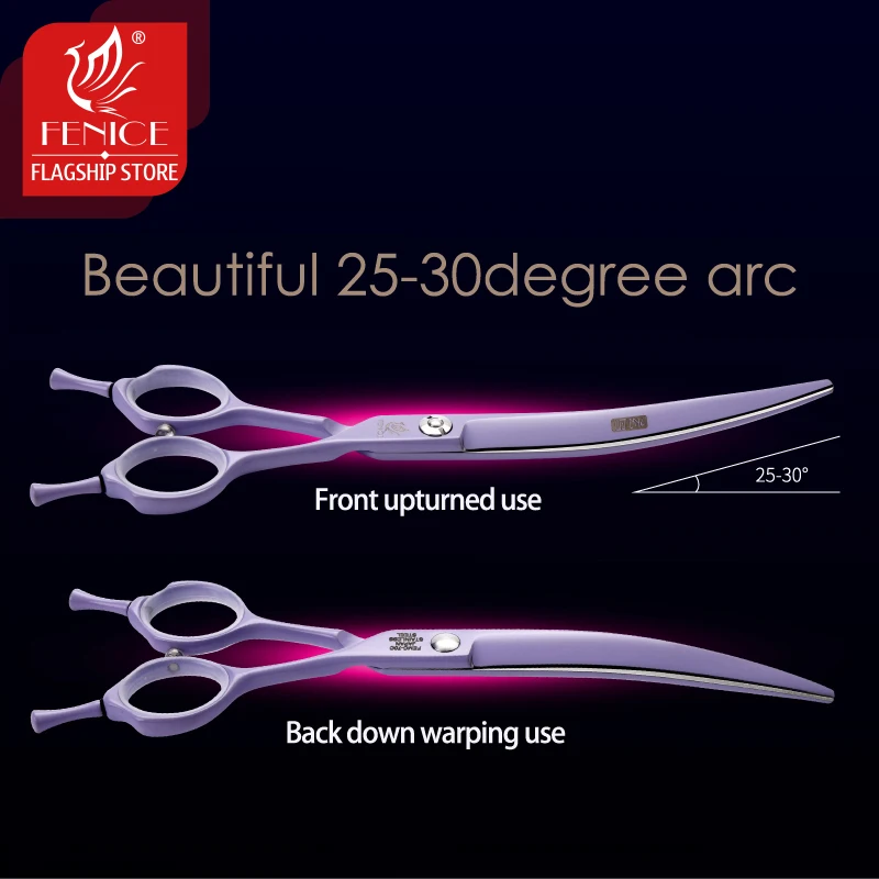 Fenice Dog Scissors 6.25/7.0inch Curved Scissors Pet Grooming Shears JP440C Dog Beauty Scissors Groomer Equipment