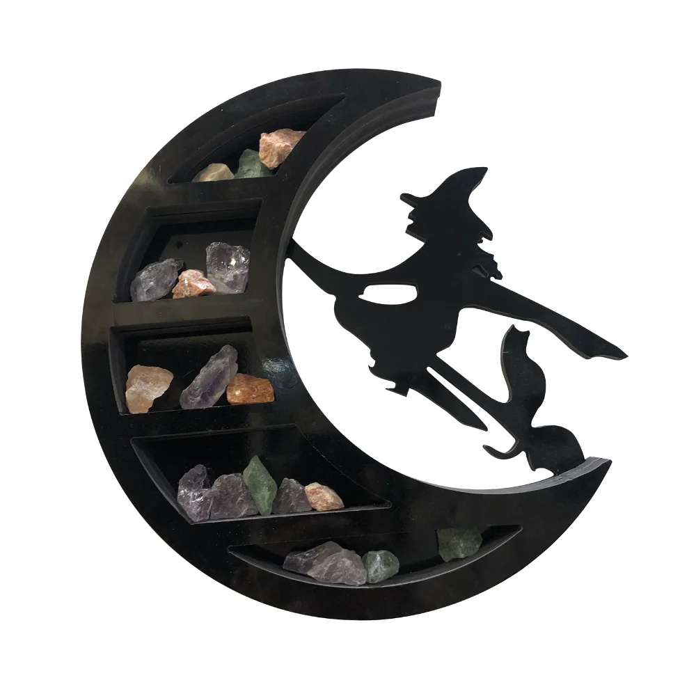 New Witch on The Moon Crystal Shelf Wall Hanging Decoration Halloween Decoration Ornament Shelves  Wall Shelf  Storage