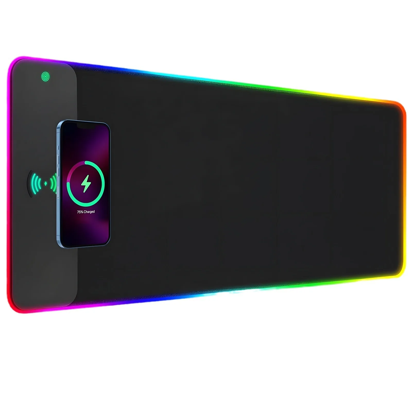 15W Wireless Charging RGB Mouse Pad 800 x 300 mm Large Gaming Desk Mat, 4 mm Non Slip Rubber Base with Multi Colour Light Modes