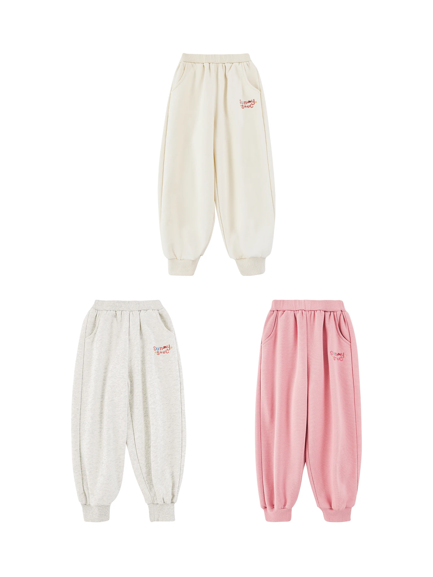 Christmas Girls Embroidered Joggers Soft Cloudlike Fleece Active Pants Holiday Gift Set 1-7 Years