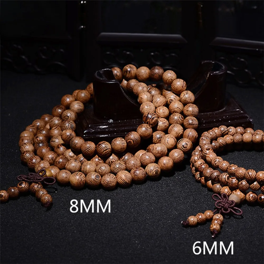 6/8mm Tibetan Lama Buddhist Prayer 108 Wood Bead Bracelets Bangles For Women Chinese Style Men Jewelry