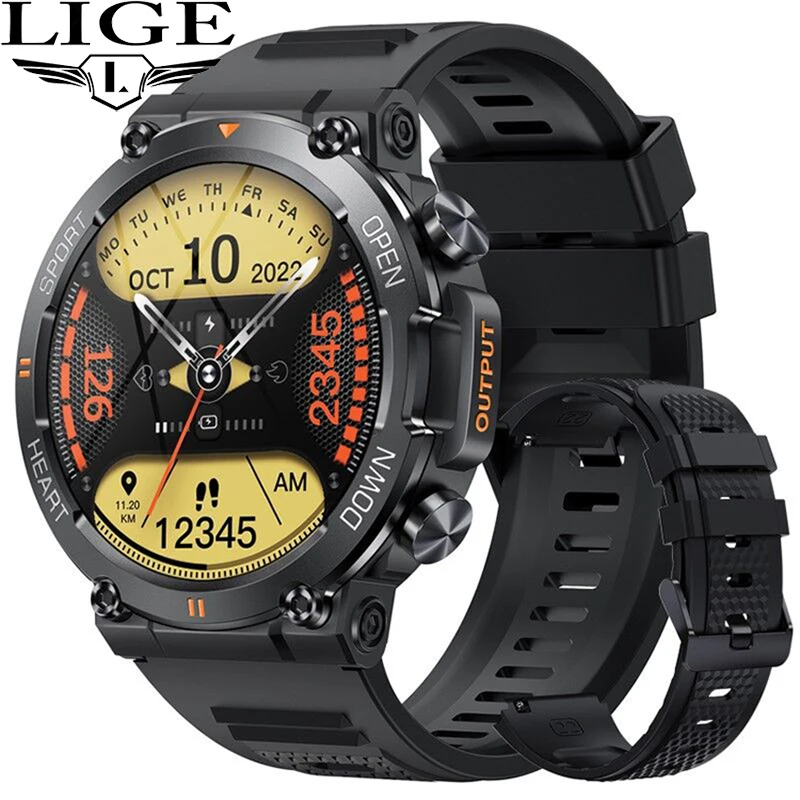 

LIGE 2024 NEW Smart Watch for Men Bluetooth Sport 400mAh Long Standby 1.39 Inch 360*360 HD Screen Outdoors Smartwatch K56 Pro
