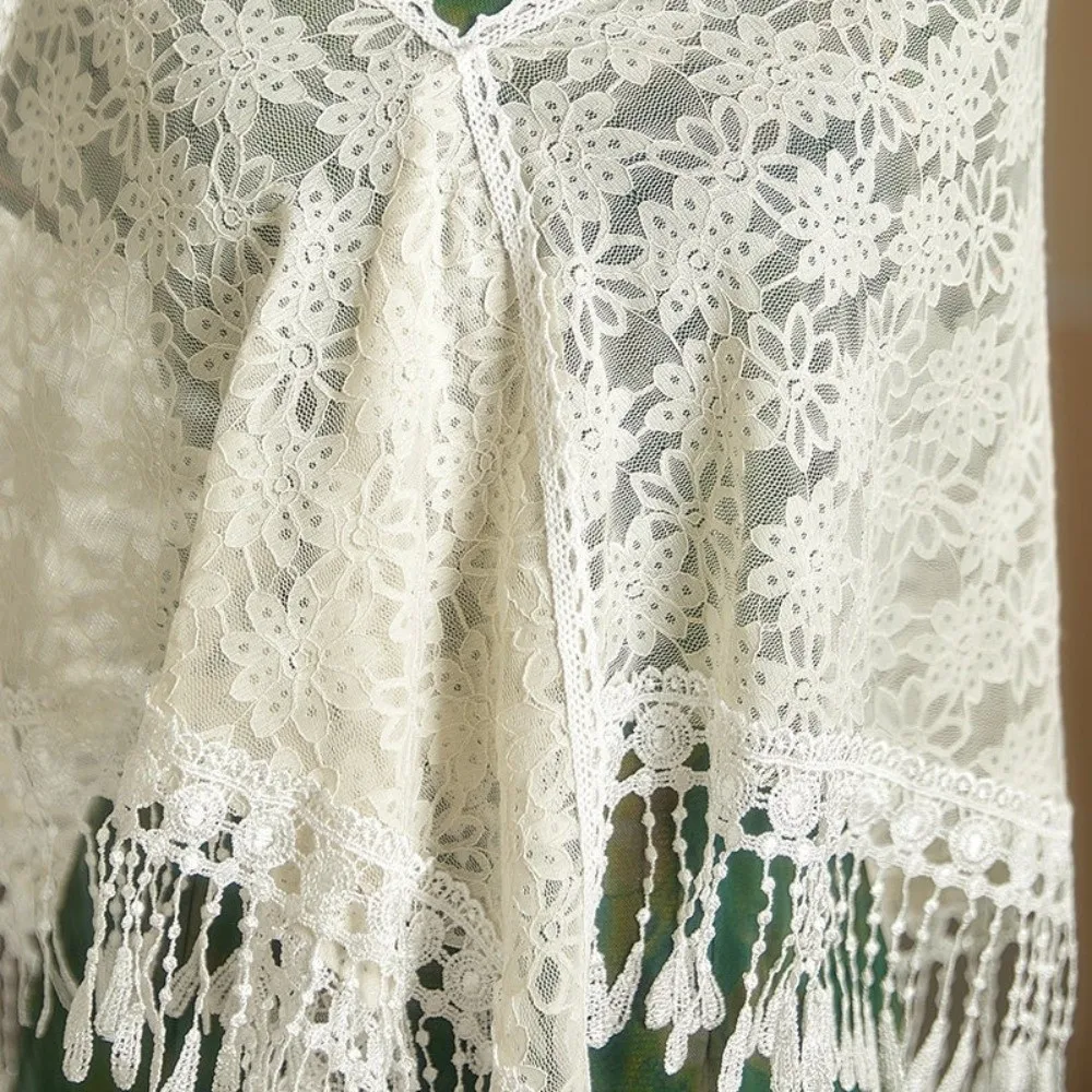 

NEW Evening Gown Shawl Wraps for Women Elegant Fashion Fringe Lace Shawl Summer Breathable Triangle Scarf for Evening Dresses