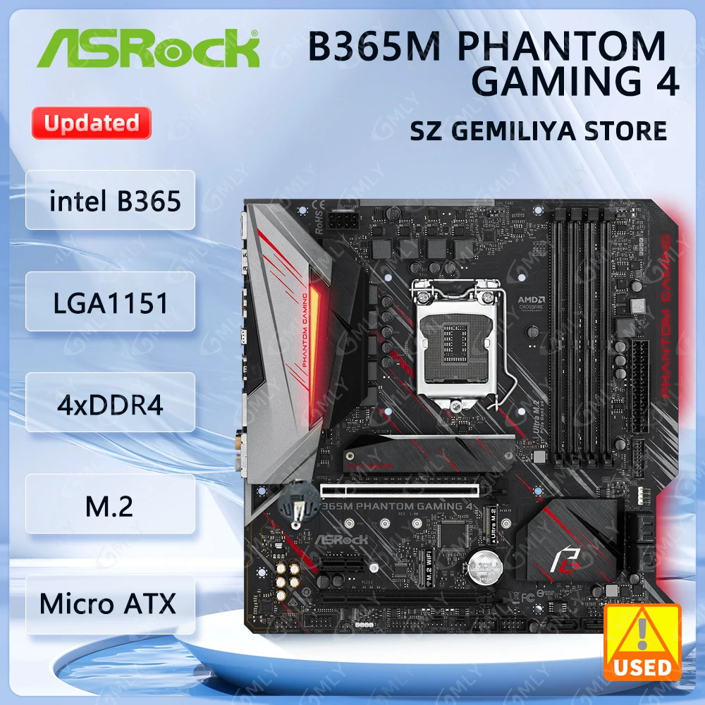 Placa base ASUS B365M PHANTOM GAMING 4 Intel B365 DDR4 Socket 1151 64GB M.2 compatible con i7-9700 i5-9400 i3-9100 i3-8100 cpu